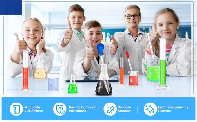 Lab Glassware Set Beaker Flask Cylinder Set 3 Glass Beakers 3 Erlenmeyer Flasks 3 Graduated Measuring Cylinders 6