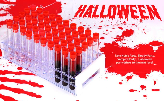 Clear Plastic Test Tubes With Caps And Holder Rack For Nurse Party Decorations Halloween Party Favors 0