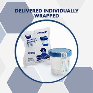 Disposable Specimen Cups| High-Grade Silicone, Sterile, Individually Wrapped Medical Cups W/Leakproof, Screw-On Lids 3