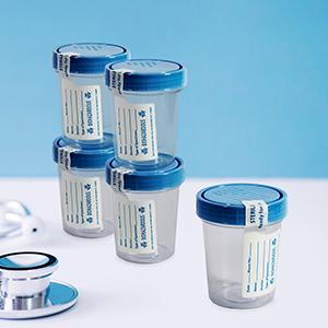 Disposable Specimen Cups| High-Grade Silicone, Sterile, Individually Wrapped Medical Cups W/Leakproof, Screw-On Lids 4