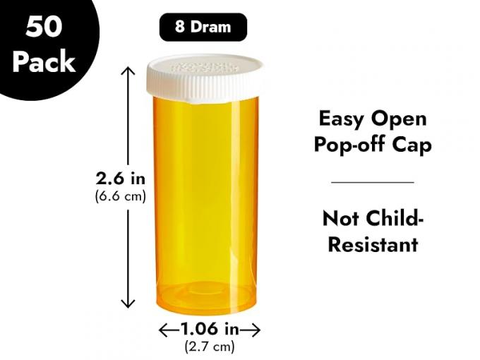 Empty Pill Bottles with Caps for Prescription Medication, 8-Dram Plastic Medicine Containers (Orange) 0