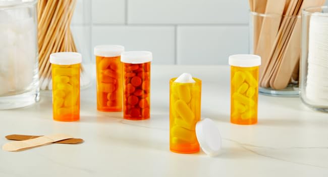 Empty Pill Bottles with Caps for Prescription Medication, 8-Dram Plastic Medicine Containers (Orange) 2