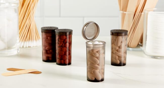 250 Pack Empty Pill Bottles with Caps, Plastic 13 Dram Medicine Vials for Prescription Medication, Supplements 0