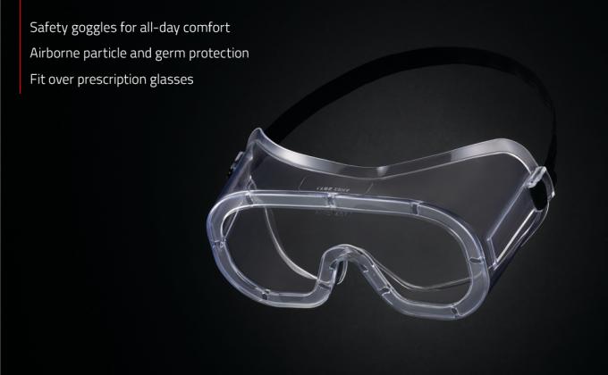 Protective Non-Vented Safety Lab Goggles With Anti-Fog Coating, Clear Scratch-Resistant Lenses, Universal OTG Fit 0
