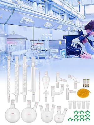 Laboratory Glassware 24/40 Chemistry Glassware 32PCS Chemistry Lab Glassware Kit Distillations Separation 1