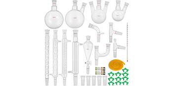 Laboratory Glassware 24/40 Chemistry Glassware 32PCS Chemistry Lab Glassware Kit Distillations Separation 9