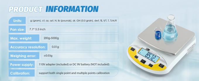 Lab Scale Laboratory Analytical Electronic Balance Digital Scale Pharmacy Jewelry Scale 110V Calibrated(5000g, 0