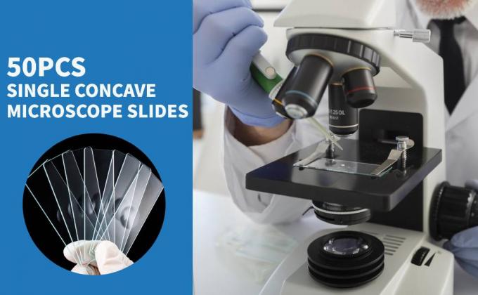 Microscope Slides Concave, Single Concave 50pcs Glass Slide With Depression For Wet Specimen, Lab Sample Observe 0