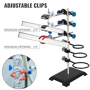 Laboratory Grade Metalware Set - Support Stand Premium Iron Material Laboratory Stand Support Lab Clamp Flask Clamp 3