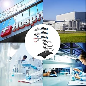 Laboratory Grade Metalware Set - Support Stand Premium Iron Material Laboratory Stand Support Lab Clamp Flask Clamp 6