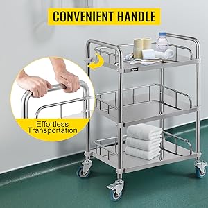 Lab Rolling Cart 3 Shelves Shelf Stainless Steel Rolling Cart Catering Dental Utility Cart Commercial Wheel Dolly 3