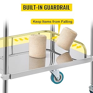 Lab Rolling Cart 3 Shelves Shelf Stainless Steel Rolling Cart Catering Dental Utility Cart Commercial Wheel Dolly 4