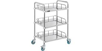 Lab Rolling Cart 3 Shelves Shelf Stainless Steel Rolling Cart Catering Dental Utility Cart Commercial Wheel Dolly 7