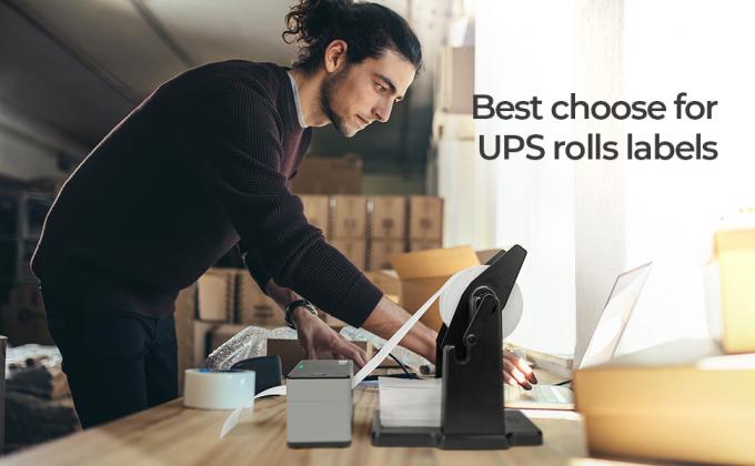 External Rolls Label Holder, 2 In 1 Fan-Fold Stack Paper Holder For Desktop Thermal Label Printer 0