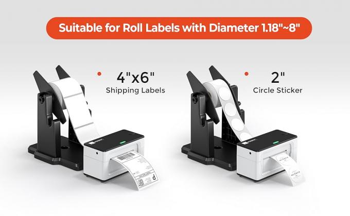 External Rolls Label Holder, 2 In 1 Fan-Fold Stack Paper Holder For Desktop Thermal Label Printer 1