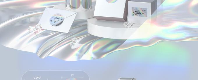 Holographic Round Thermal Label Stickers Circle 2 Inch Printable Rainbow Thermal Printer Labels Stickers Self-Adhesive 0