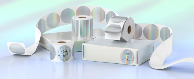 Holographic Round Thermal Label Stickers Circle 2 Inch Printable Rainbow Thermal Printer Labels Stickers Self-Adhesive 3