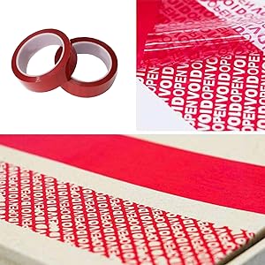 Serial Numbered Red Tamper Evident Security Tape (48mm X 50m X 2mil, 100% Total Transfer, Ultra-Thick “Void” 5