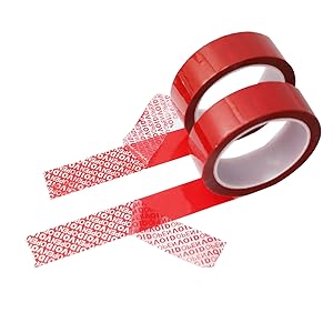 Serial Numbered Red Tamper Evident Security Tape (48mm X 50m X 2mil, 100% Total Transfer, Ultra-Thick “Void” 4
