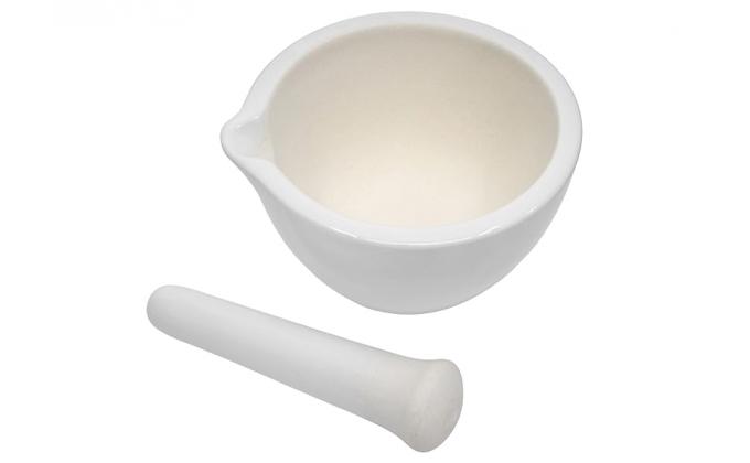 Porcelain Mortar & Pestle Set, 9oz (275ml) - Unglazed Grinding Surface - Excellent For Kitchen Or Laboratory 0