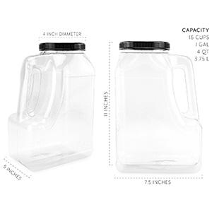 Gallon Jar With Handle And Airtight Lid - Square Empty Storage Containers And Jugs - 1.25 Gallon Wide Mouth Bottles 0