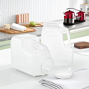 Gallon Jar With Handle And Airtight Lid - Square Empty Storage Containers And Jugs - 1.25 Gallon Wide Mouth Bottles 6