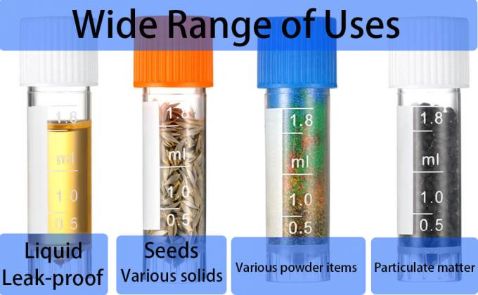 2ml Plastic Small Vials With Screw Caps Sample Tubes Cryotubes,PP Material, Free From DNase, RNase, Human DNA 1