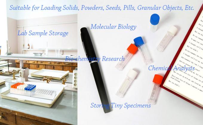 2ml Plastic Small Vials With Screw Caps Sample Tubes Cryotubes,PP Material, Free From DNase, RNase, Human DNA 2