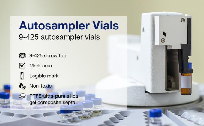 2mL Autosampler Vials With Writing Area And Graduations, 9-425 HPLC, Screw Cap, White PTFE & Red Silicone Septa 1