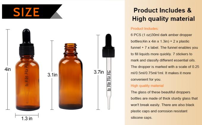 Dropper Bottles 5PCS Amber Dropper Bottle With Funnels & Transfer Pipettes, Glass Tincture Bottles With Dropper 10ml 0