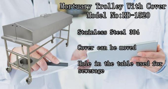 High Quality Stainless Steel Material Mortuary Trolley With Cover For Funeral Service Equipment 0