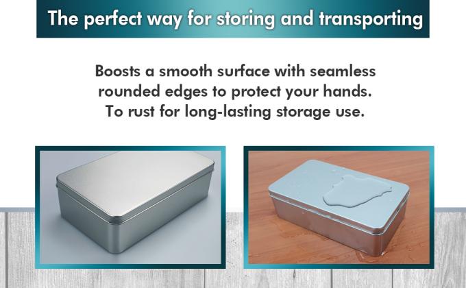 Silver Metal Tin Box Lids - Large Containers, Holder For Keeping Car Keys, Cookie, Pencil Case, 8.2 X 4.7 X 2.4 Inch 4