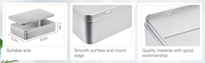 8.5 By 5.3 By 1.9 Inch Silver Rectangular Empty Tin Box Containers, Gift, Jewelery And Storage Tin Kit, Home Organizer 1
