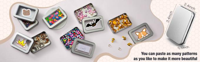 Metal Tin Box Metal Tins With Lids Clear Top Tins Box Empty Storage Tins Case Rectangle Containers Can with Large 5