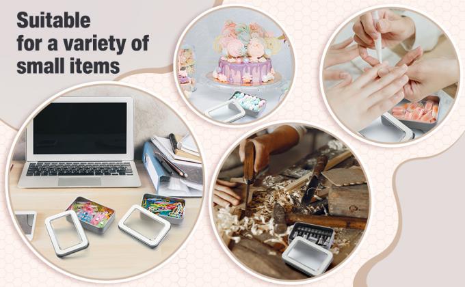 Metal Tin Box Metal Tins With Lids Clear Top Tins Box Empty Storage Tins Case Rectangle Containers Can with Large 6