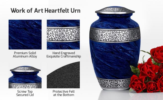 large size urn funeral human ashes memorial cremation aluminum adult honor handcrafted vase decor