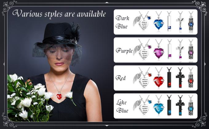 Urn Necklace For Ashes Keepsake Cremation Heart Cross Cubic Jewelry For Ashes Stainless Steel Memorial Locket Ashes 10