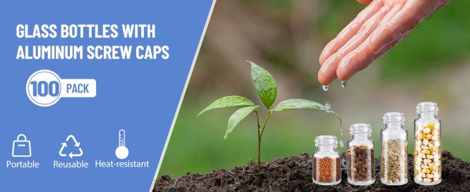 Glass Bottles with Aluminum Cap, Glass Jars Small Storage Bottle Glass Vials, Beads Storage Jars with Lids Aluminum 0