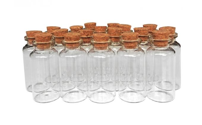 Cork Stopper Glass Bottles Mini Transparent Glass Bottles Glass Favor Jars, 100ml Bottles with Cork Lids, Mini Jars 0