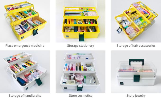 Portable Storage Box With Tray, Multipurpose Sewing Supplies Organizer, Case For Student, Art Crafts Organization 3