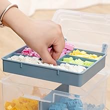 Office Supply Art & Craft Storage Box, Sewing Box Organiser Large With A Removable Tray Partition, Portable 3