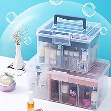 Office Supply Art & Craft Storage Box, Sewing Box Organiser Large With A Removable Tray Partition, Portable 4