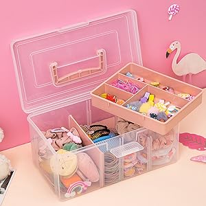 Office Supply Art & Craft Storage Box, Sewing Box Organiser Large With A Removable Tray Partition, Portable 10