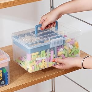 Office Supply Art & Craft Storage Box, Sewing Box Organiser Large With A Removable Tray Partition, Portable 13