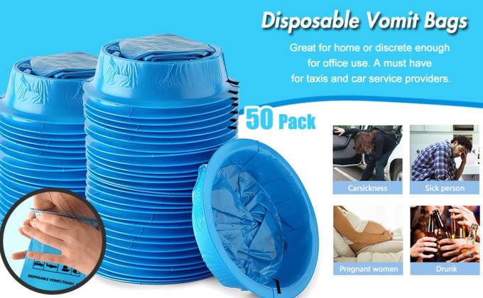 Emesis Bag, Disposable Vomit Bags, Aircraft & Car Sickness Bag, Nausea Bags For Travel Motion Sickness (Blue) 0