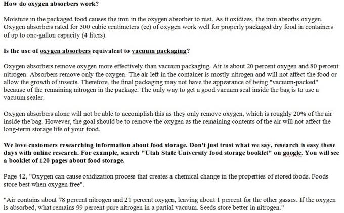 absorbentes de oxigeno para alimentos