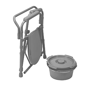 Folding Steel Bedside Commode Chair, Portable Toilet, Supports Bariatric Individuals Weighing Up To 350 Lbs 2