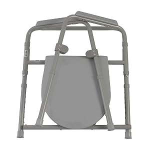 Folding Steel Bedside Commode Chair, Portable Toilet, Supports Bariatric Individuals Weighing Up To 350 Lbs 1