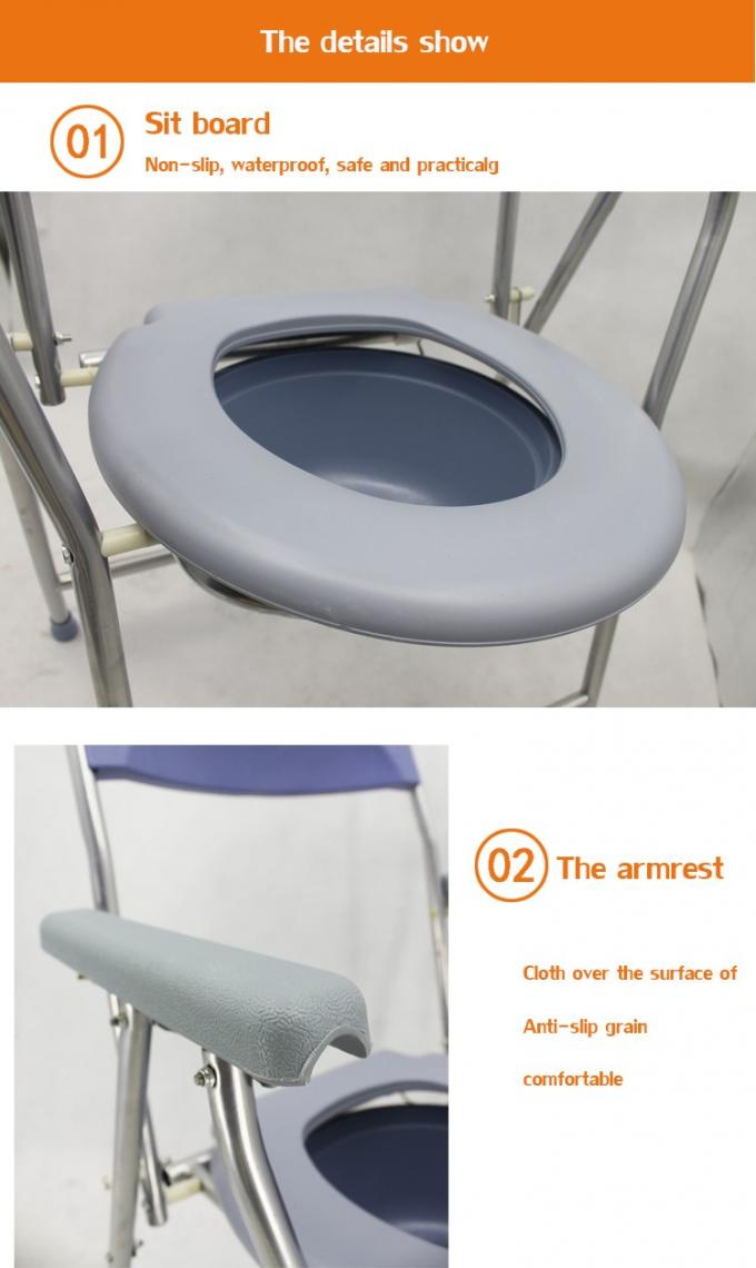 Folding Lightweight Commode Chair With Top Loading Easily Removable Chamber Pot, Commode Chair, Portable Toilet 5