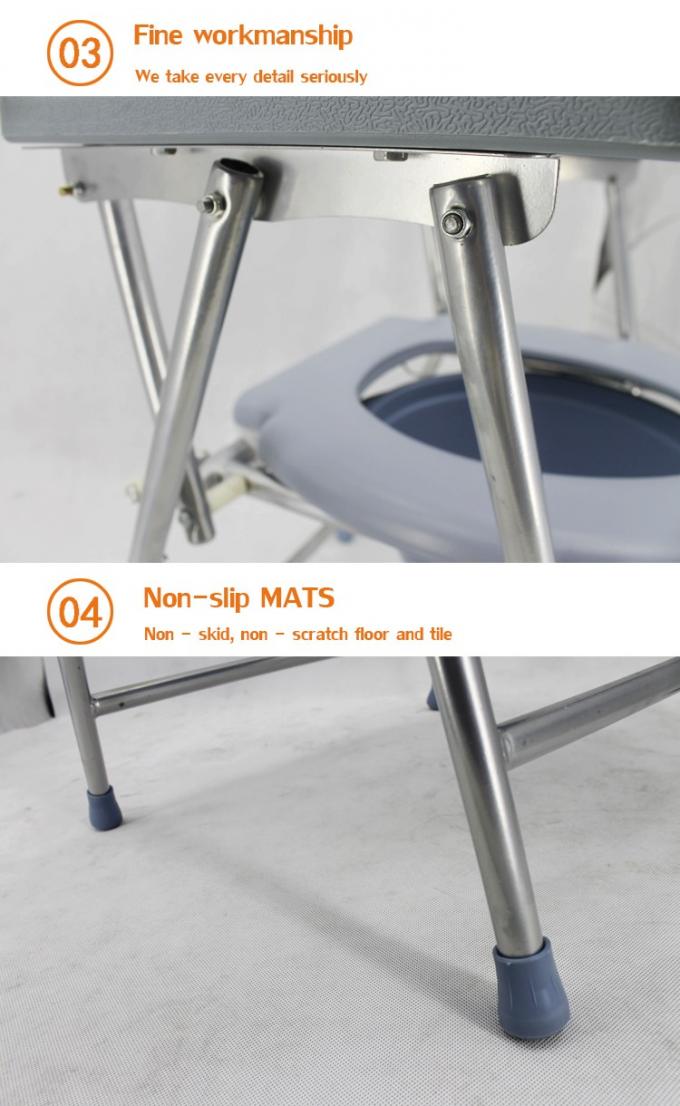 Folding Lightweight Commode Chair With Top Loading Easily Removable Chamber Pot, Commode Chair, Portable Toilet 6